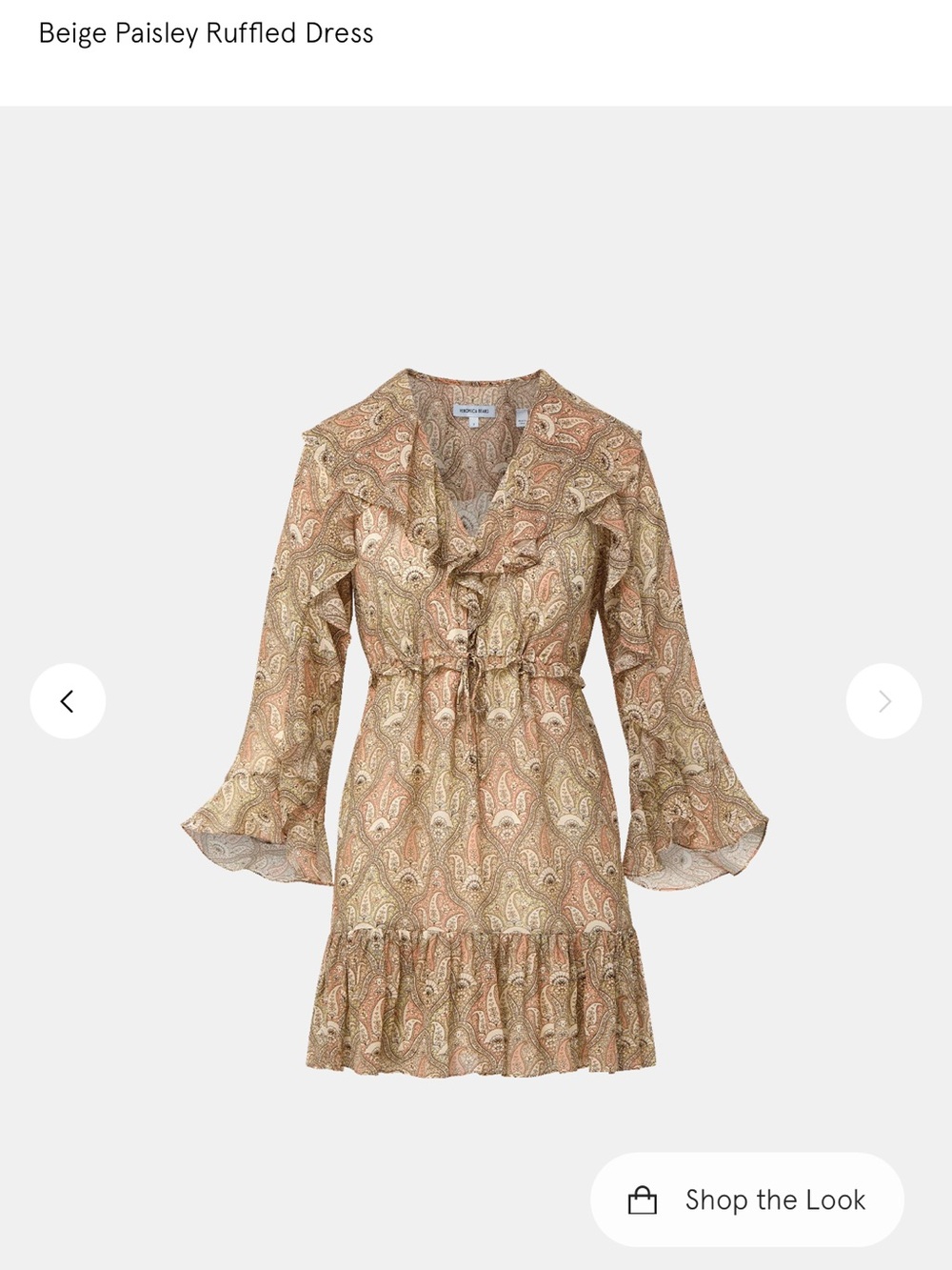 NWT Veronica Beard Bram Silk Mini Dress (Beige Paisley Ruffled Dress)